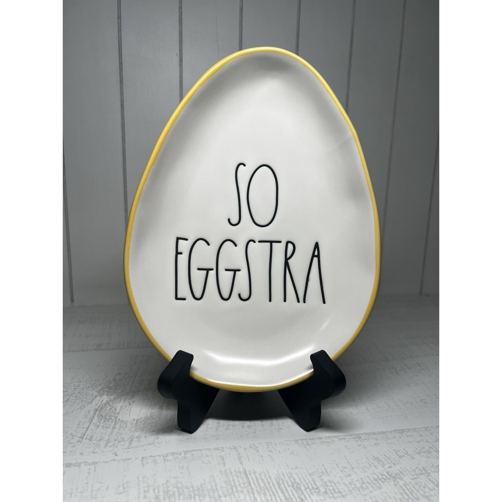 Rae Dunn Artisan Collection So Eggstra Egg-Shaped Ceramic Plate Easter